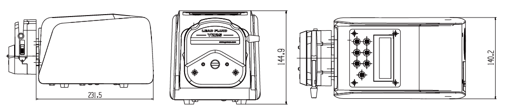 BT103S調(diào)速型蠕動泵尺寸圖